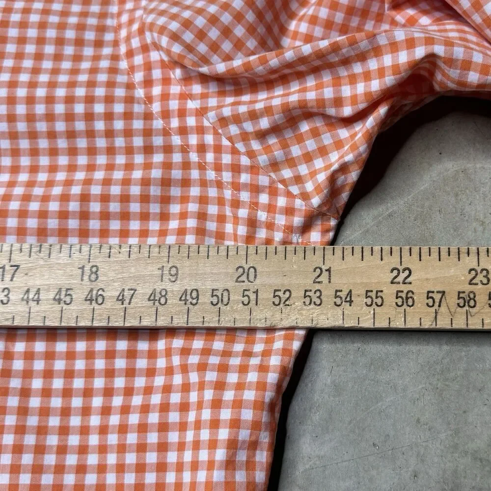 Polo Ralph Lauren Shirt Mens Medium Orange Gingham Check Long Sleeve Preppy